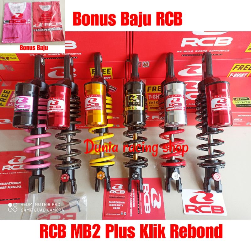 Shock RCB Tabung MB2 MB2+ MB2 Plus Beat Scoopy Vario Fazzio Mio Xeon Genio Scoopy new Spacy Vario 125  Vario 150 Vario 160 Mio m3 Fino Mio j X Ride Mio soul GT Spin SkyDrive Beat deluxe X ride Lexi Frego Mio m3 Mio j 305MM 330MM Original RCB