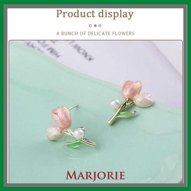 Anting S925 Silver Plated Soft Tulip Earrings Female Earrings Asesori-MJD