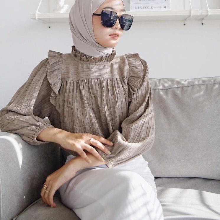 Menarik Kanya Blouse Crinkle Lady Shena Atasan Wanita Korean Style Daisy Blouse Moreo Blouse