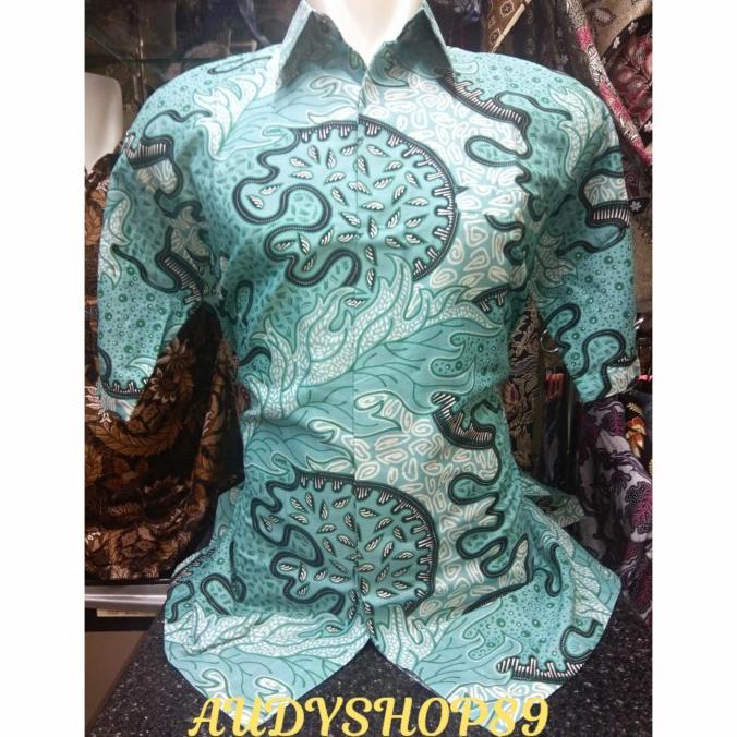 kemeja batik pria katun hijau wardah