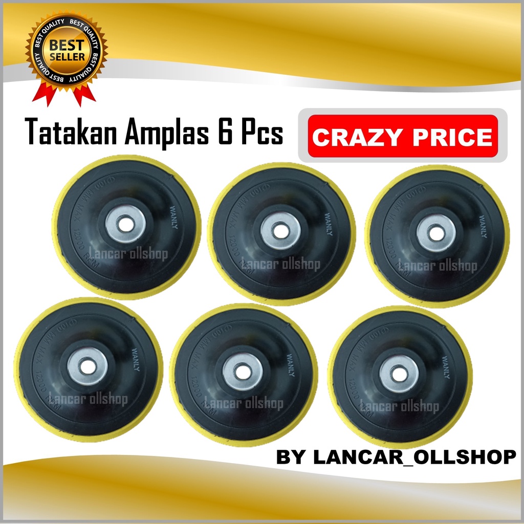 Tatakan Amplas Velcro Gerinda Tangan / Pad Perekat Amplas 4 inch isi 6 Pcs