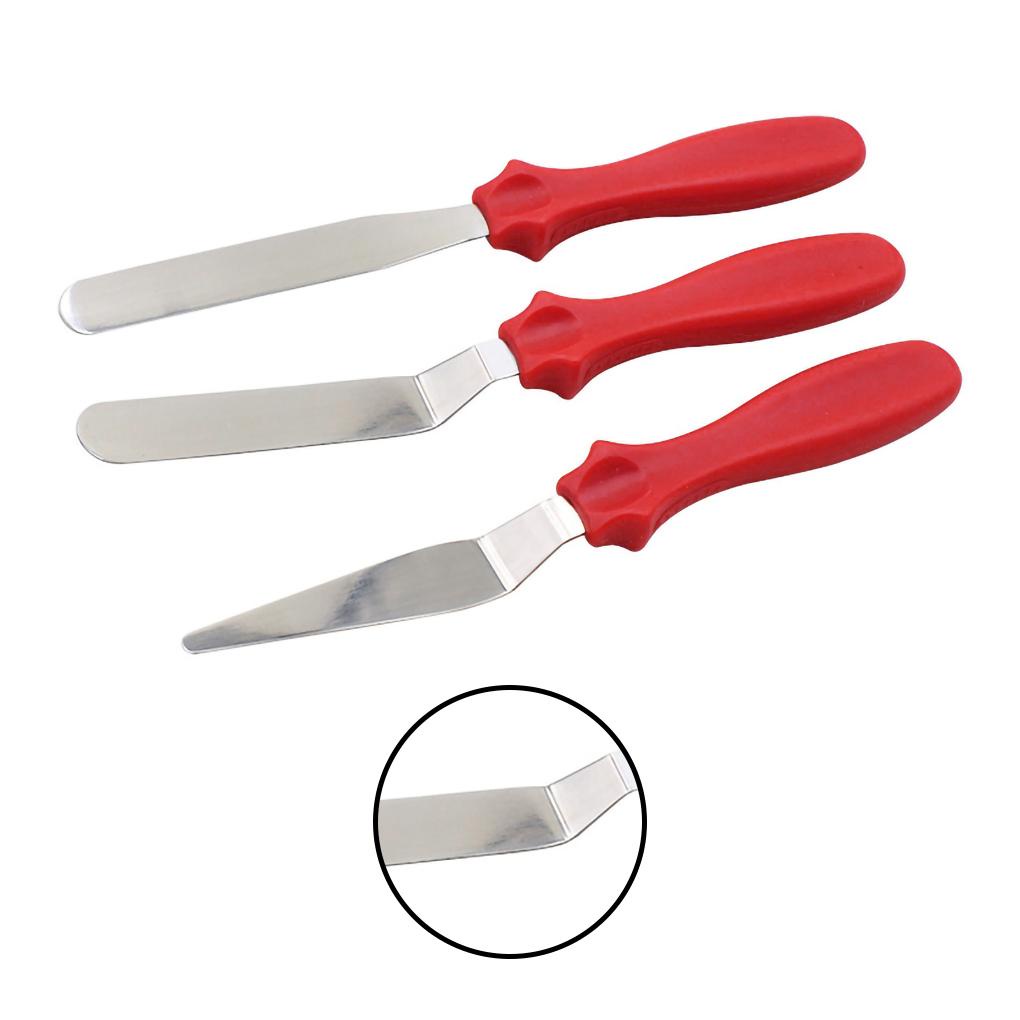 3pcs Stainless Steel Spatula Palette Tajam Set Alat Dekorasi Kue Kit