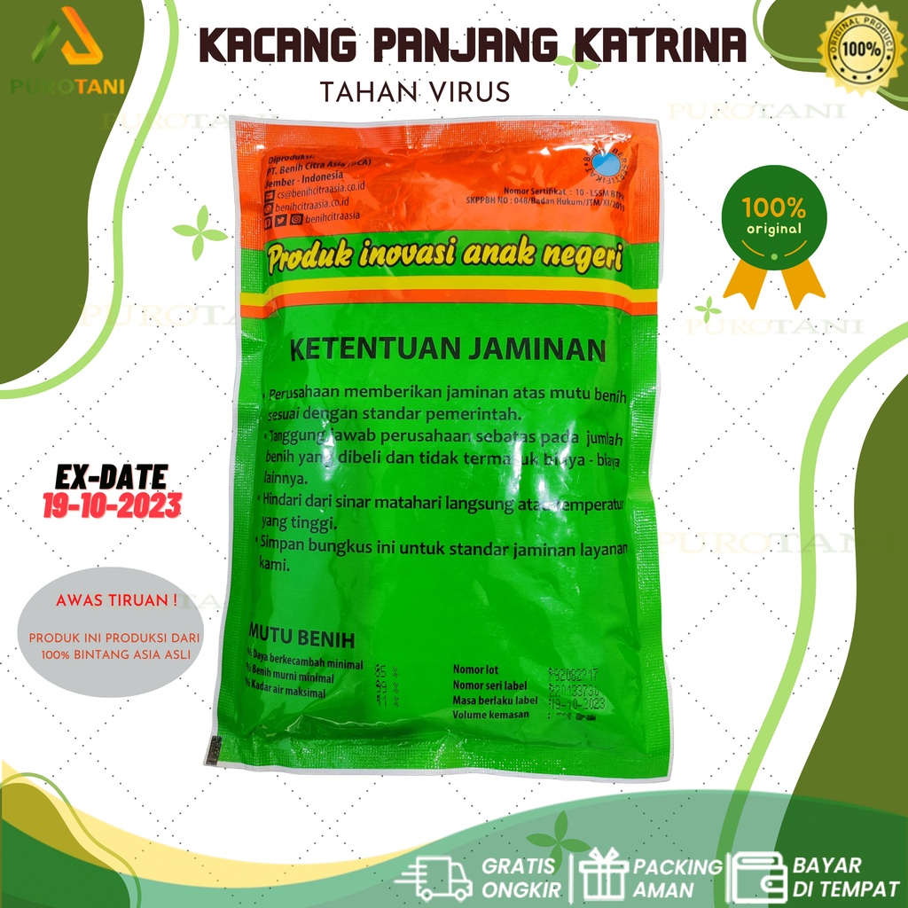 Biji Kacang Panjang Tahan Virus Kuning KATRINA 500 Gram Bintang Asia