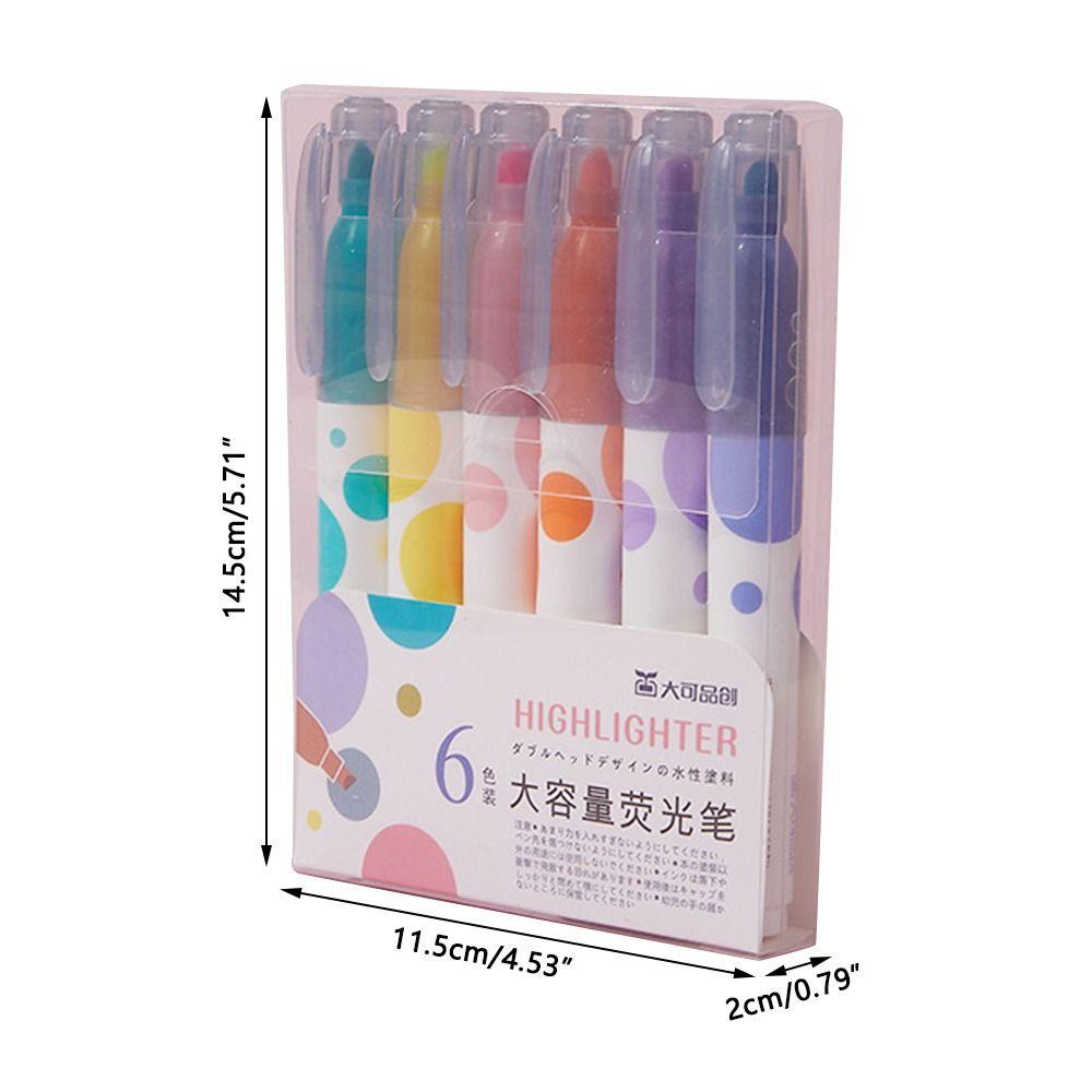 Top 6PCS/Set Pen Neon Siswa Akun Tangan Set Penanda Kapasitas Tinggi