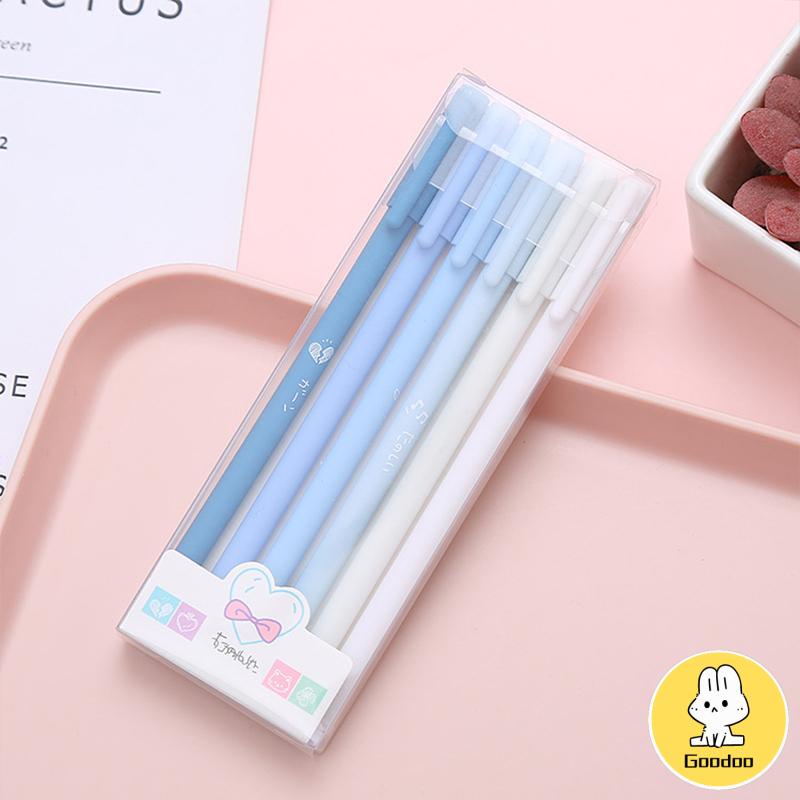 6 Pcs/Set Pen Pulpen Gel Retractable Tinta Hitam 0.5mm Warna Siswa Tanda Tangan Pena Sekolah Kantor Pasokan Alat Tulis -Doo