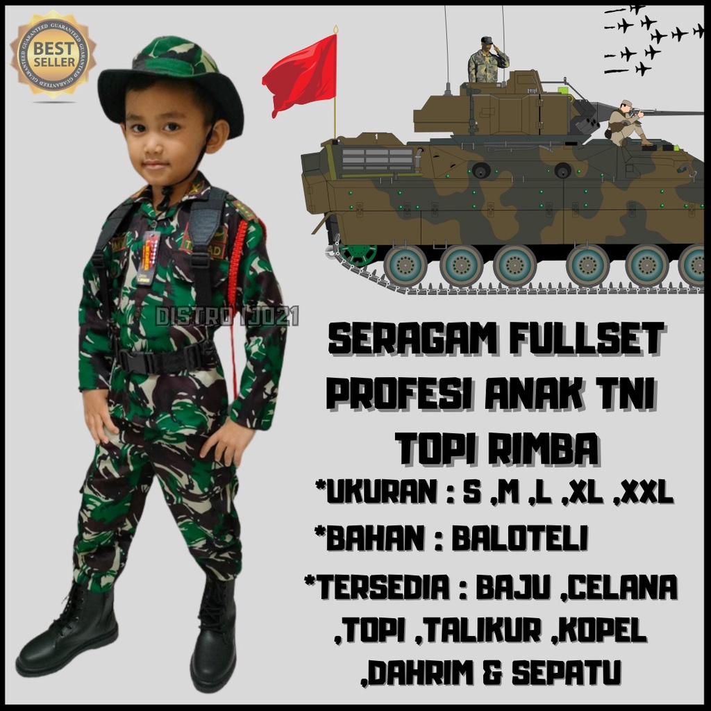 PROFESI ANAK POLISI TNI LORENG TOPI RIMBA KOMPLIT PAKE SEPATU DAHRIM KOPEL SERAGAM ANAK TNI LORENNG COSTUM CARNAVAL AGUSTUSSAN STELAN ANAK LORENG KOMPLIT