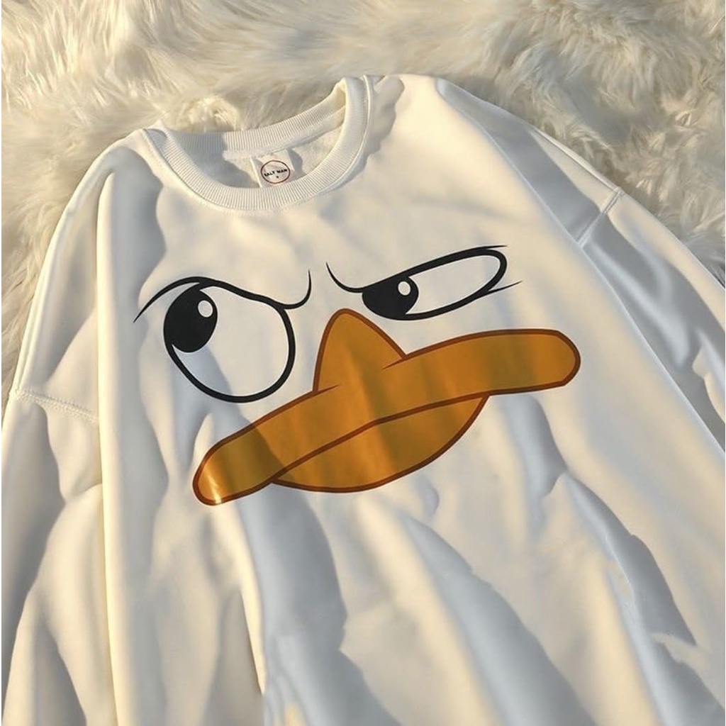 Donald Sweatshirt Oversize - Sweater Unisex Terbaru - Bahan Fleece - Baju Wanita Lucu - Duck - Allsize