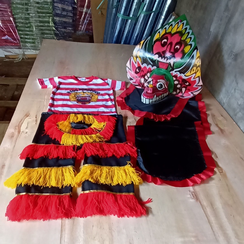 Setelan kaos Reog dan Celana Barongan siap pakai full embong | Stelan Baju Reog full set barongan | Stelan Baju Reog Ponorogo Anak