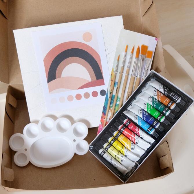 

Paket Melukis Aesthetic Paint By Number 20 x 20 painting kit Komplit