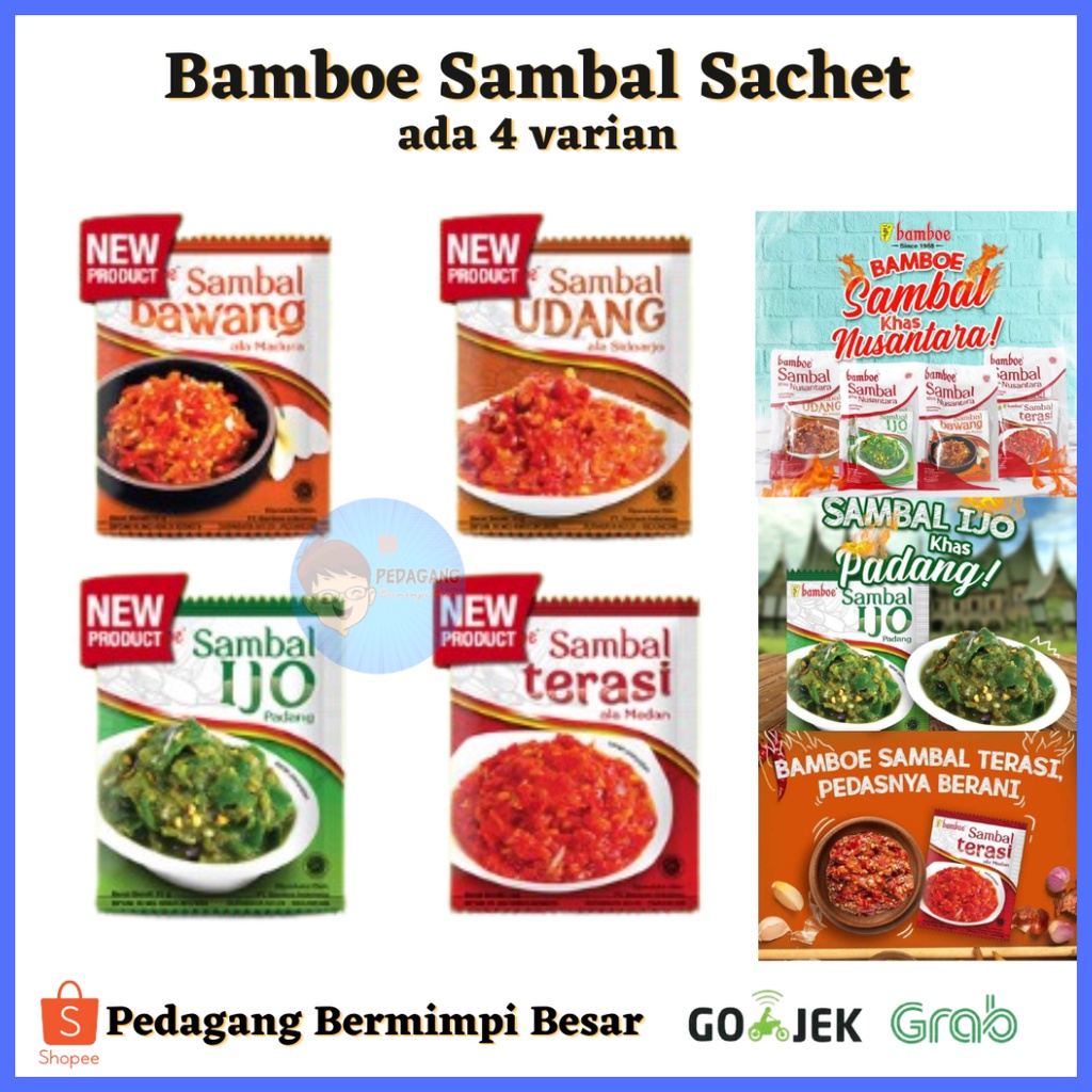 

Bamboe Sambal Sachet / Bamboe Sambal Sachet ada 4 Varian/ Sambal Sachet/ Sambal Bamboe / Sambal Bamboe Sachet
