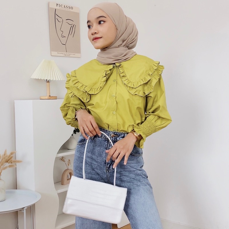 BEFAST - ZRX OOTD Blus LELUA / ILAYA TOP / Blouse Crincle Terbaru / Pakaian Casual Wanita / Blouse Polos Lengan Panjang Karet / Fashion Kekinian Remaja ABG / Blouse Trendy / Outfit Wanita Hijab Terlaris / Blouse Unik Termurah / OOTD Wanita Kerja