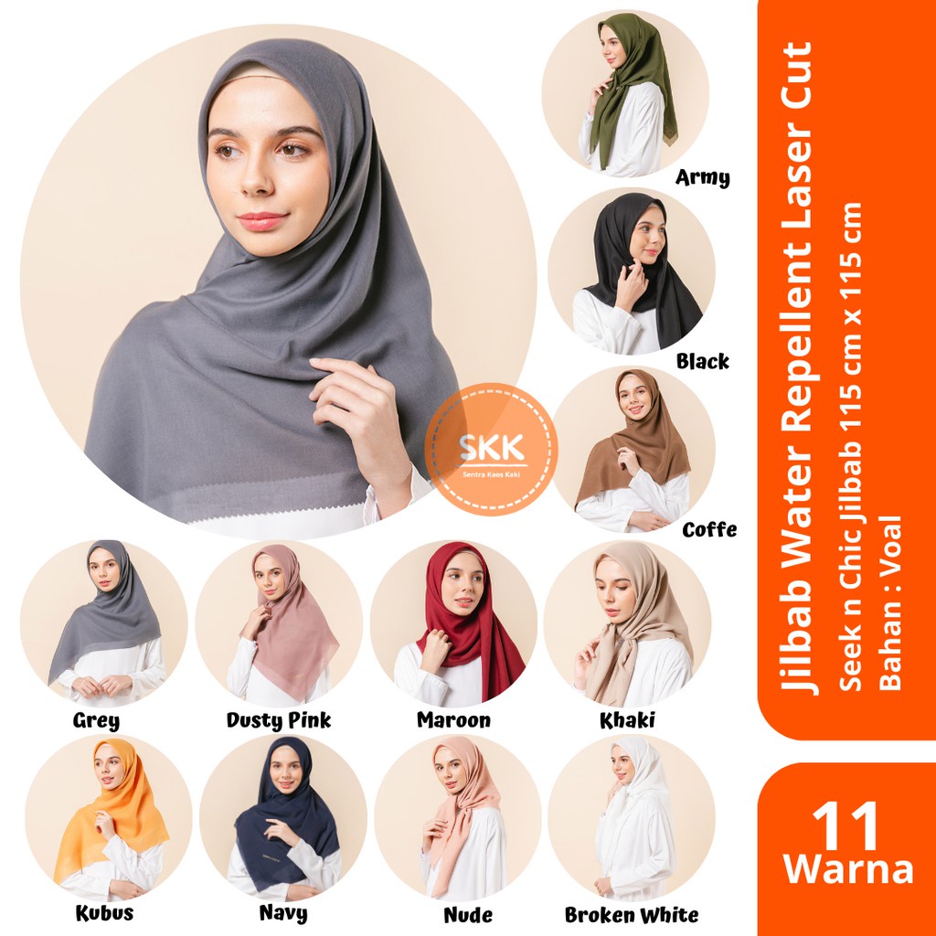 Jilbab Segi Empat Polos Voal 115 cm