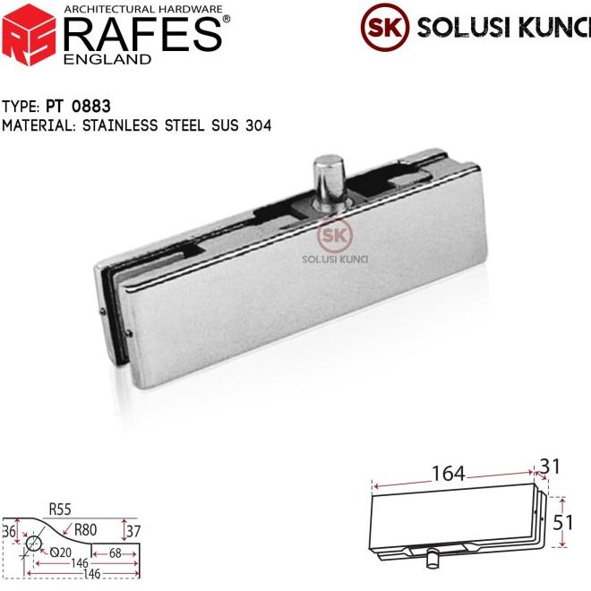 Patch Fitting Penjepit Pintu Kaca Pt 30 Rafes Stainless Steel Sus 304