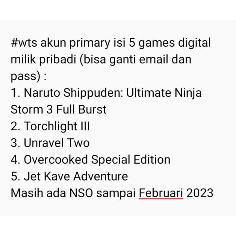 Nintendo Switch Primary Games