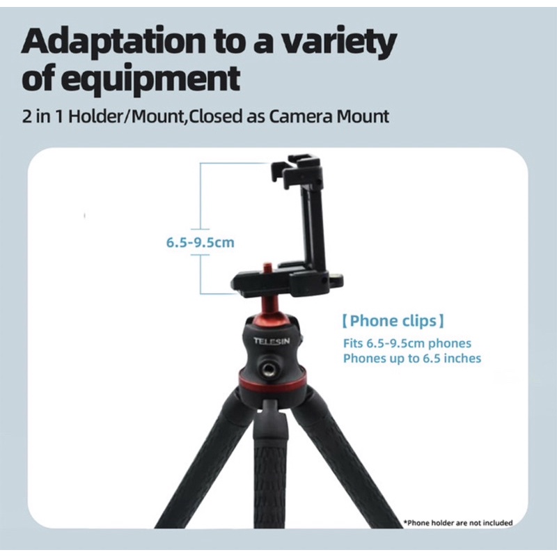 Telesin TE-TRP-02 Octopus Tripod Stand Include Handphone Holder - SKU1.008.0116 - TE-TRP-002