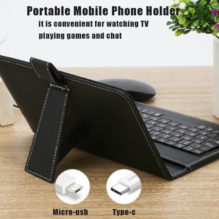 Casing Keyboard Ponsel Universal Kompatibel Tablet Android OTG 4-8 '' + Mouse Berkabel