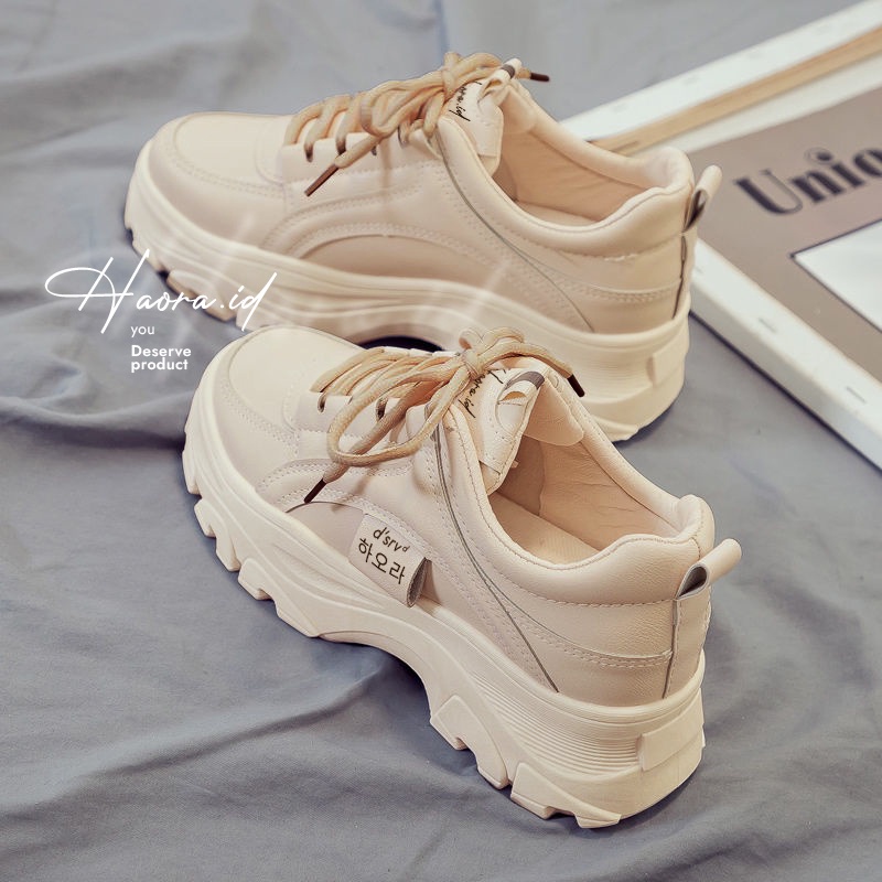 Sepatu Sneakers Wanita Korea Import HR01-11-Cinnamon