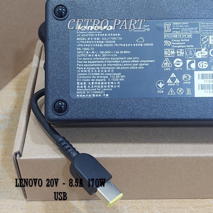 Adaptor Charger 20A - 8.5A 170W Lenovo P50 W541 W540 Series Model USB