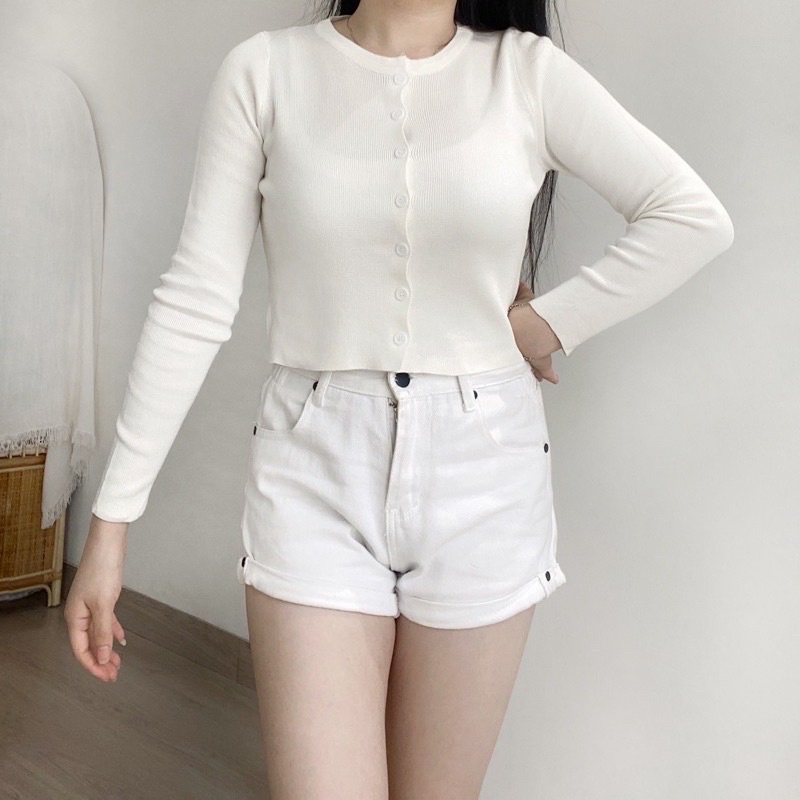 Cardigan Basic - Kardigan Crop Rajut - Cardy Kancing