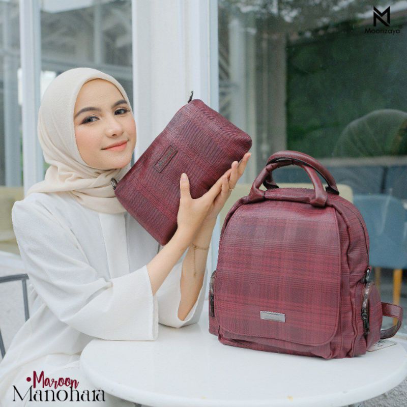 Manohara Bag 2 ini 1 Ori By Moonzaya Tas Ransel Bonus Pouch
