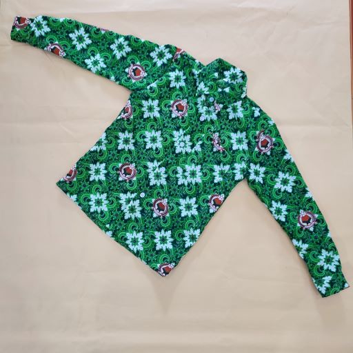 BAJU BATIK MI HIJAU LENGAN PANJANG UNISEX LAKI / PEREMPUAN KELAS 1-6 MI