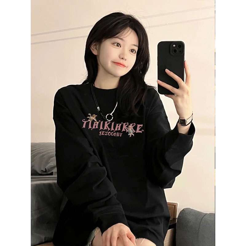 Sweater Lengan Panjang Oversized Pink Bow Korean Style/Sweater Crop/Kaos Oversize/Switer Wanita