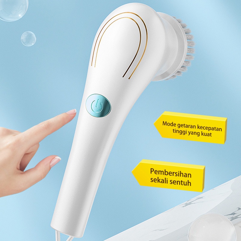 Sikat Elektrik 5 in 1 Handheld Sikat Magic Brush/Kamar Mandi Rotasi Cerdas 360° Derajat Kebisingan Rendah Tahan Air IPX7 Wastafel Dapur Cleaning Brush