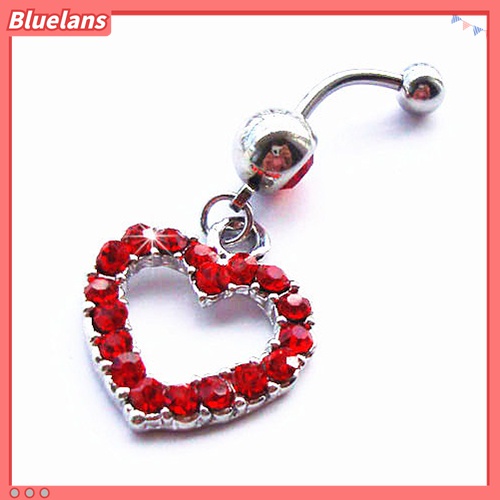 Anting Tindik Perut / Pusar Stainless Steel Model Hati Dengan Berlian Imitasi Untuk Wanita