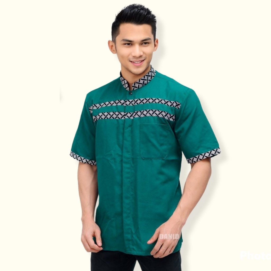 NEW BAJU KOKO BATIK EMAS LENGAN PENDEK BUSANA MUSLIM SERAGAM HADROH HILWA AZAHIR ALKHALIS 12.12