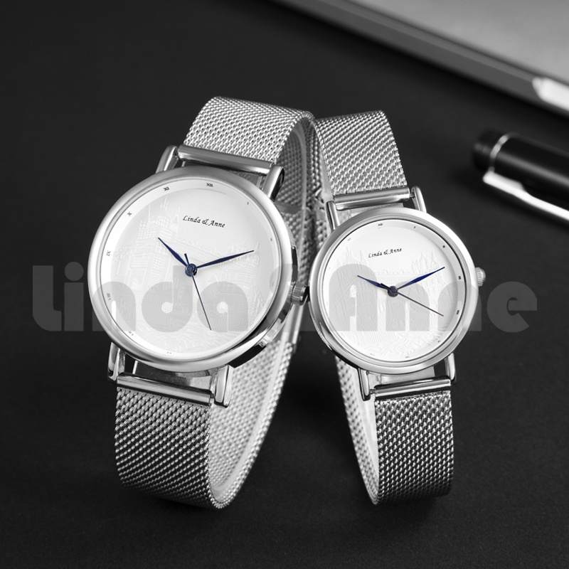 Jam Tangan Wanita Anti Air Tahan Bisnis Strap Rantai Pasir Desain Mewah Import Korean/Jam Tangan Couple Pria/Analog