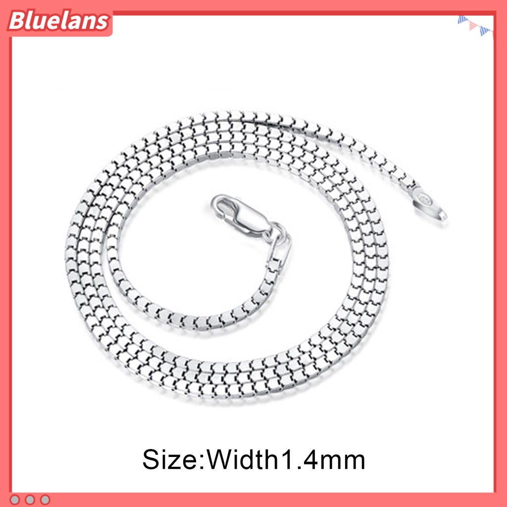 Bluelans Kalung Rantai 925 Sterling Silver 1.4mm 16 / 18 / 20 / 22 / 24inch Untuk Unisex