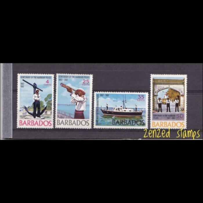 

0736 Perangko Barbados 1967 The Harbour Police 4v Mnh