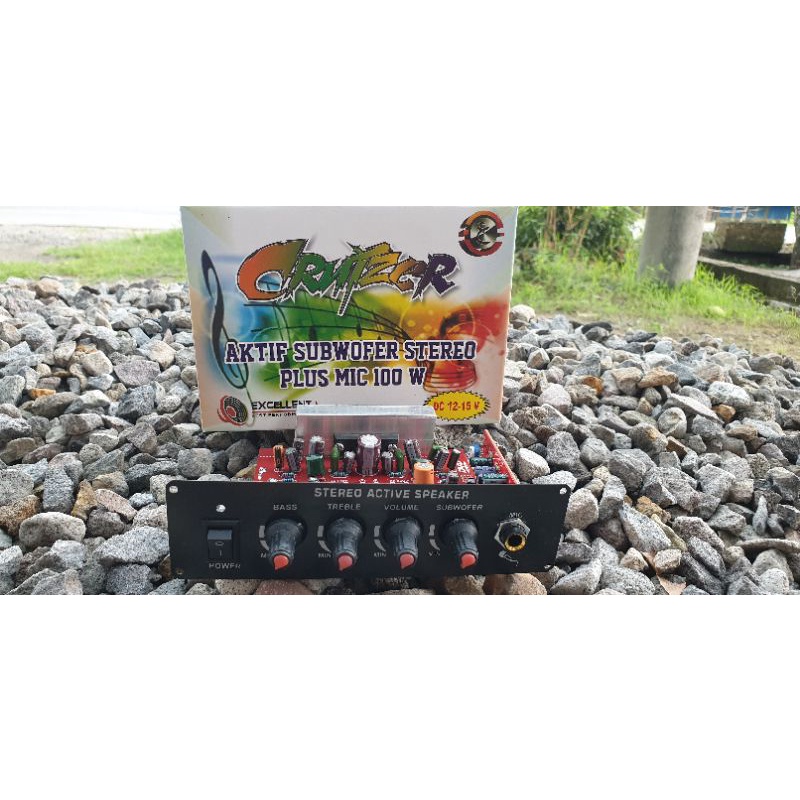 Kit Speker Aktif 300wat setereo Dc 12v+Subwofer+mic dc12v Setereo