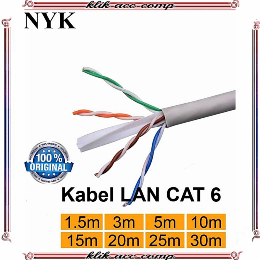 Kabel LAN 10m CAT 6 NYK / Internet Jaringan Cat6 UTP 10 meter
