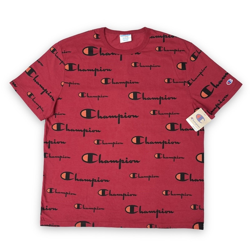 Kaos Champion Original Full Print Maroon