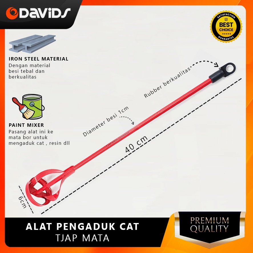 Pengaduk Cat Semen Mortar Alat Stik Resin Mixer Tembok Cap Mata 40cm