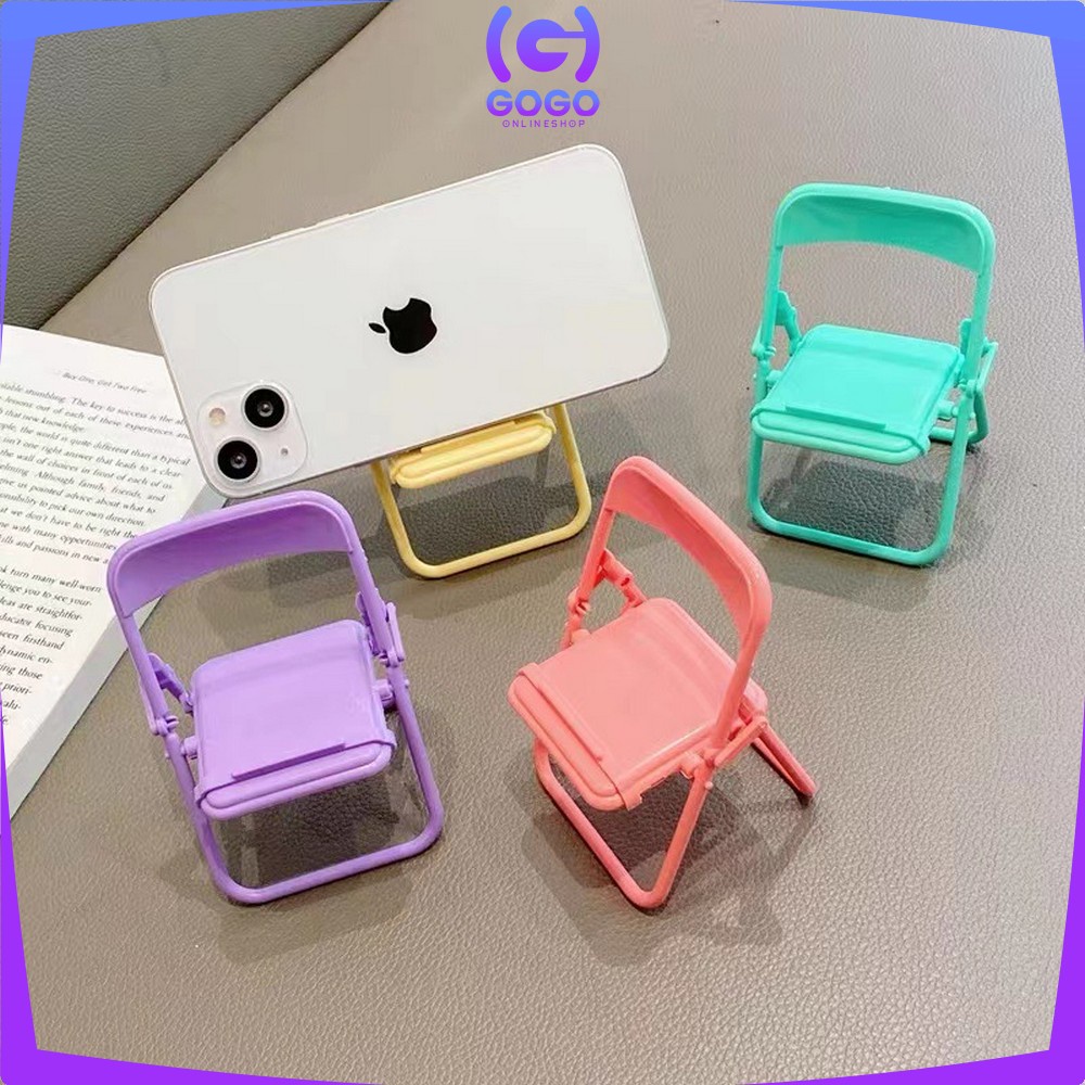 GOGO-C728 Stand Holder Bentuk Kursi Warna Macaron Dudukan Multifungsi / Phone Holder Hp Untuk Dekorasi Meja / Tatakan Handphone