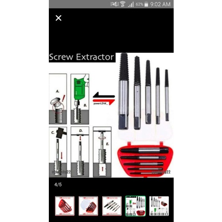 tap balik 5pcs/ tap pembuka baut patah 5 pcs