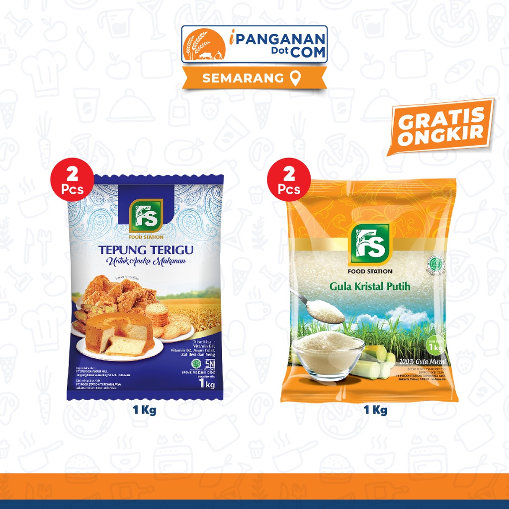 Food Station Paket Hepi Duo FS Tepung FS 1Kg x 2 Pack + Gula FS 1Kg x 2 Pack [Gratis Ongkir] - Smg