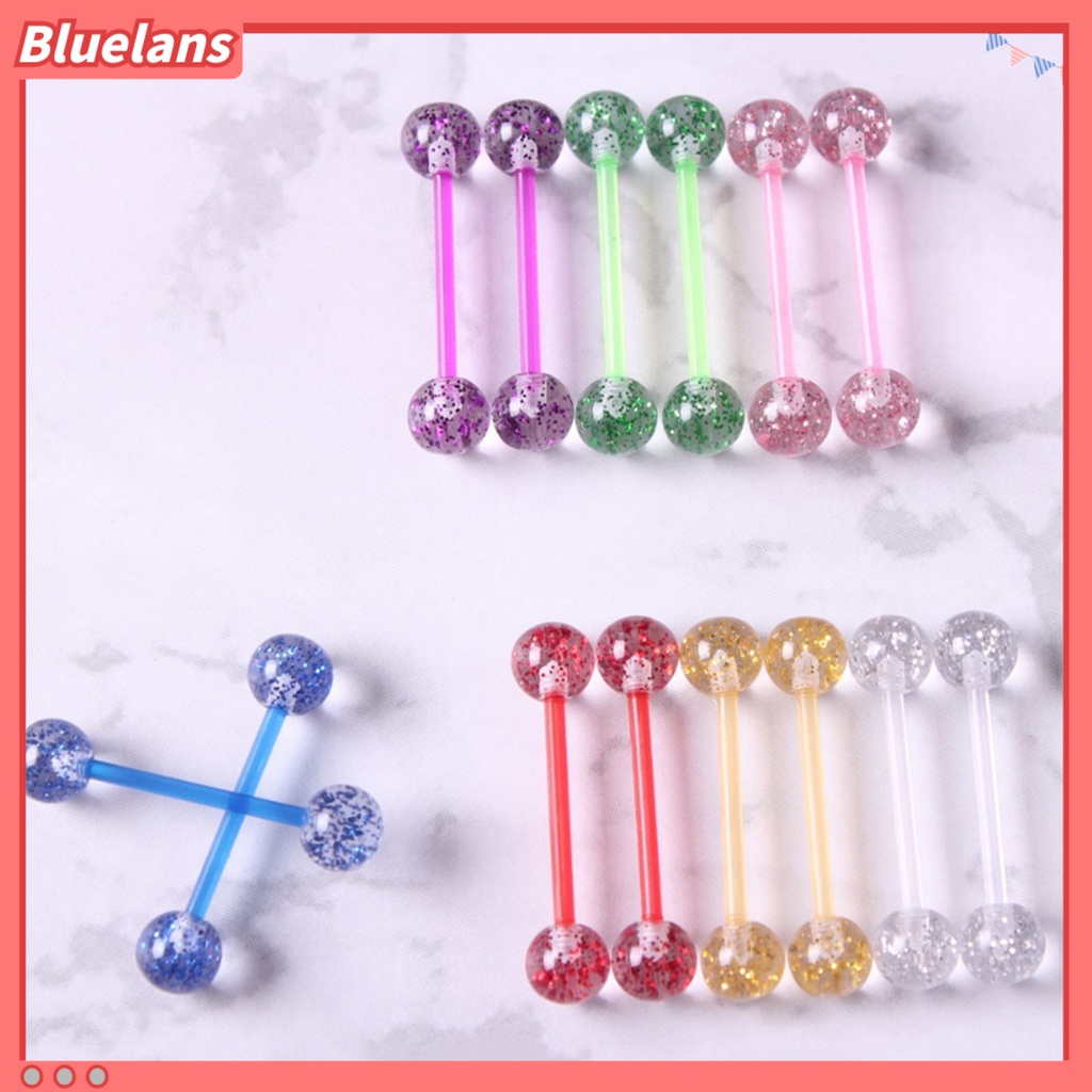 Bluelans 8Pcs Unisex Sequin Nipple Tongue Bars Barbells Rings Body Piercing Stud Jewelry