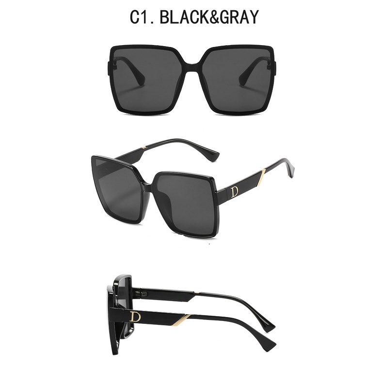 Kacamata Hitam Wanita Model Vintage Frame Kotak Besar Untuk Outdoor / Pantai