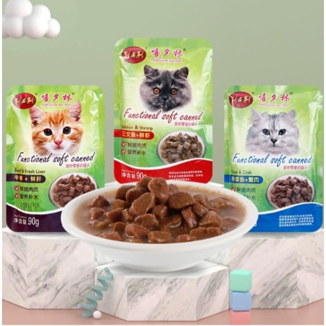 Makanan kucing Pouch Xixilin 90g All Varian Setara Life Cat No Whiskas