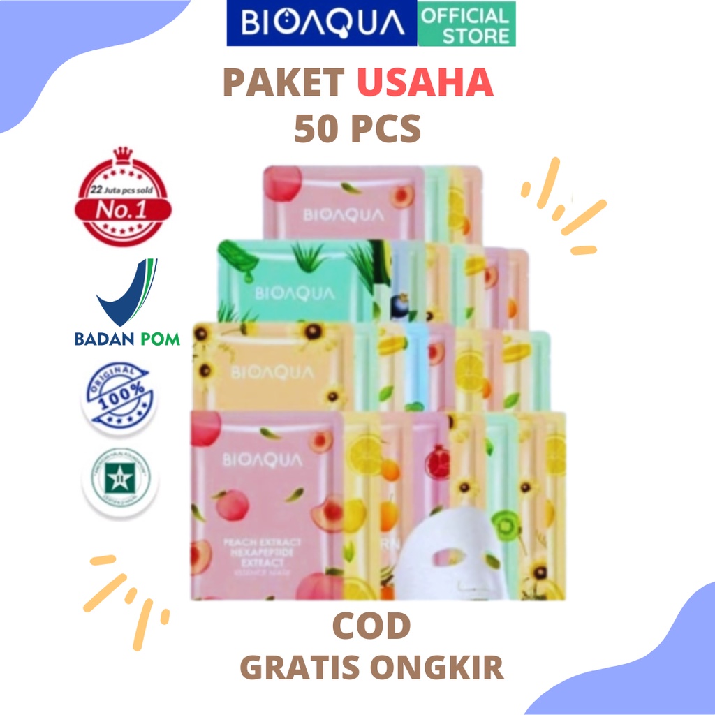 BIOAQUA Paket Usaha 50 pcs Sheet Mask Skin Care Anti aging Masker Wajah