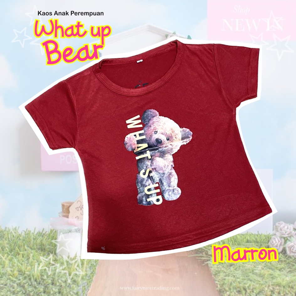 Atasan Kaos Murah Anak Perempuan What's Up Bear CF Kids