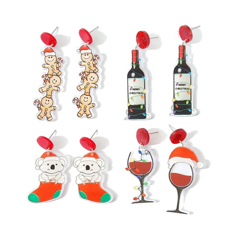 Fancyqube Anting Desain Kartun Gingerbread Man Bahan Akrilik Untuk Wanita