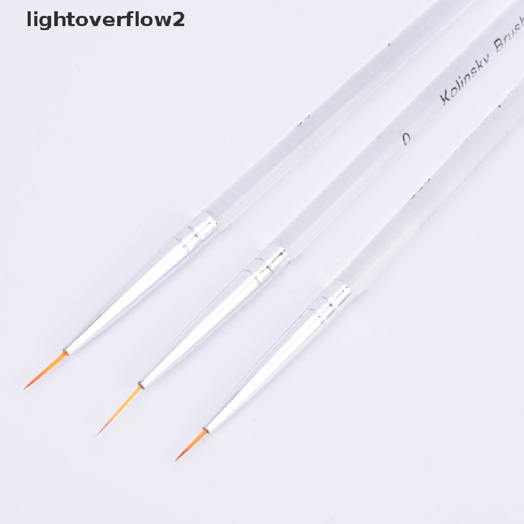 (lightoverflow2) 3pcs / Set Brush Pen Liner Gambar Garis Untuk Hiasan Nail Art DIY