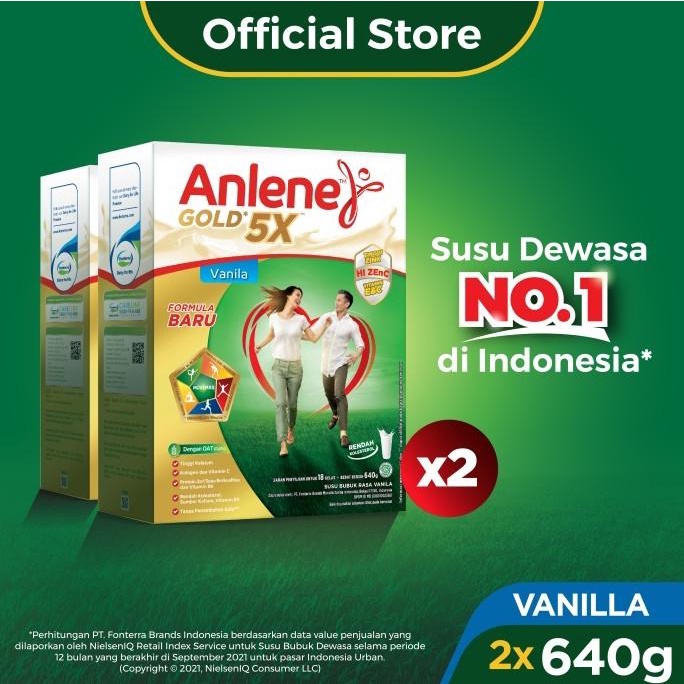 

[ COD ] Anlene Gold 5X Susu Bubuk Vanila 2 x 640g-Tulang, Sendi & Otot (PROMO)