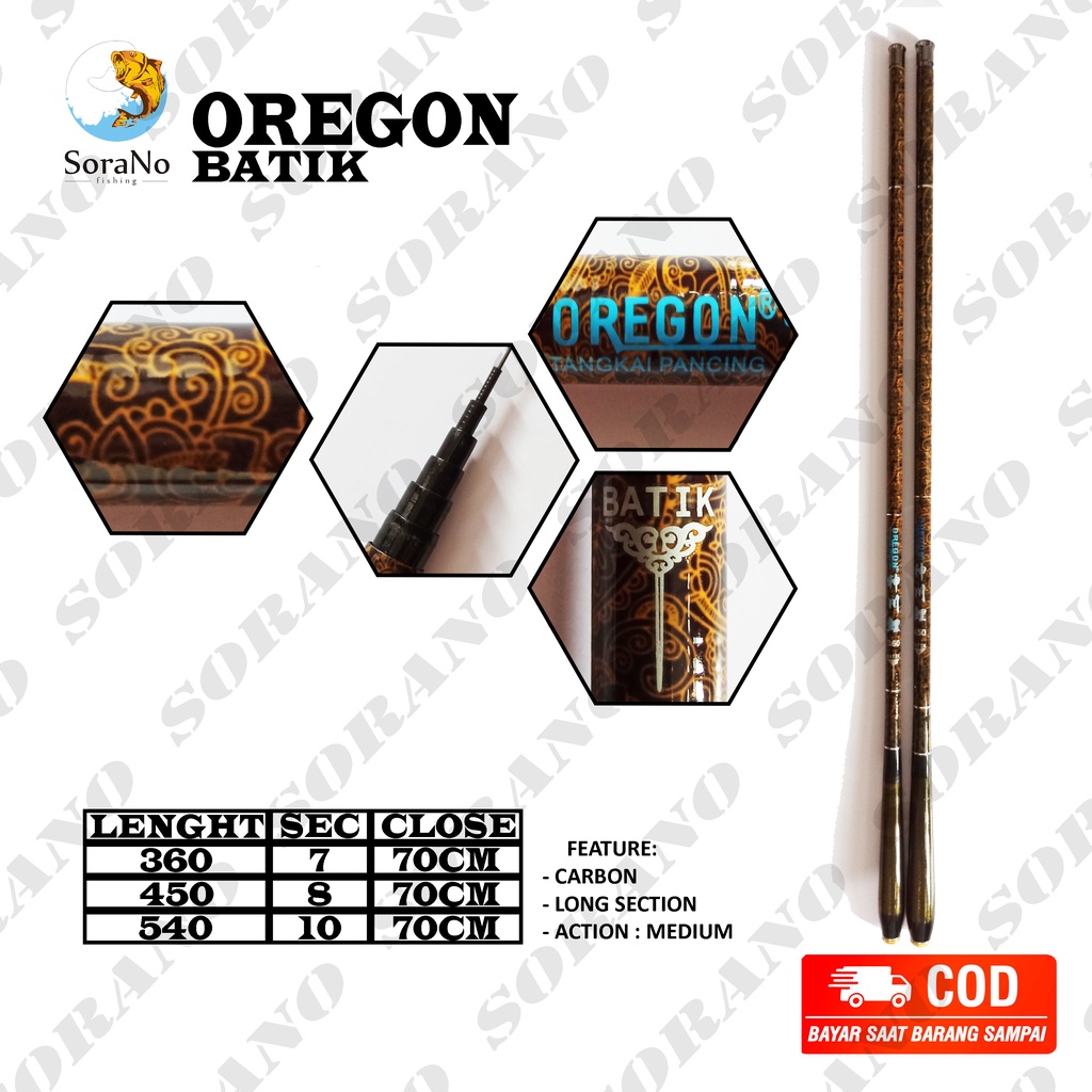 JORAN PANCING TEGEK OREGON BATIK CARBON ROD WALESAN  360  450  540 CM
