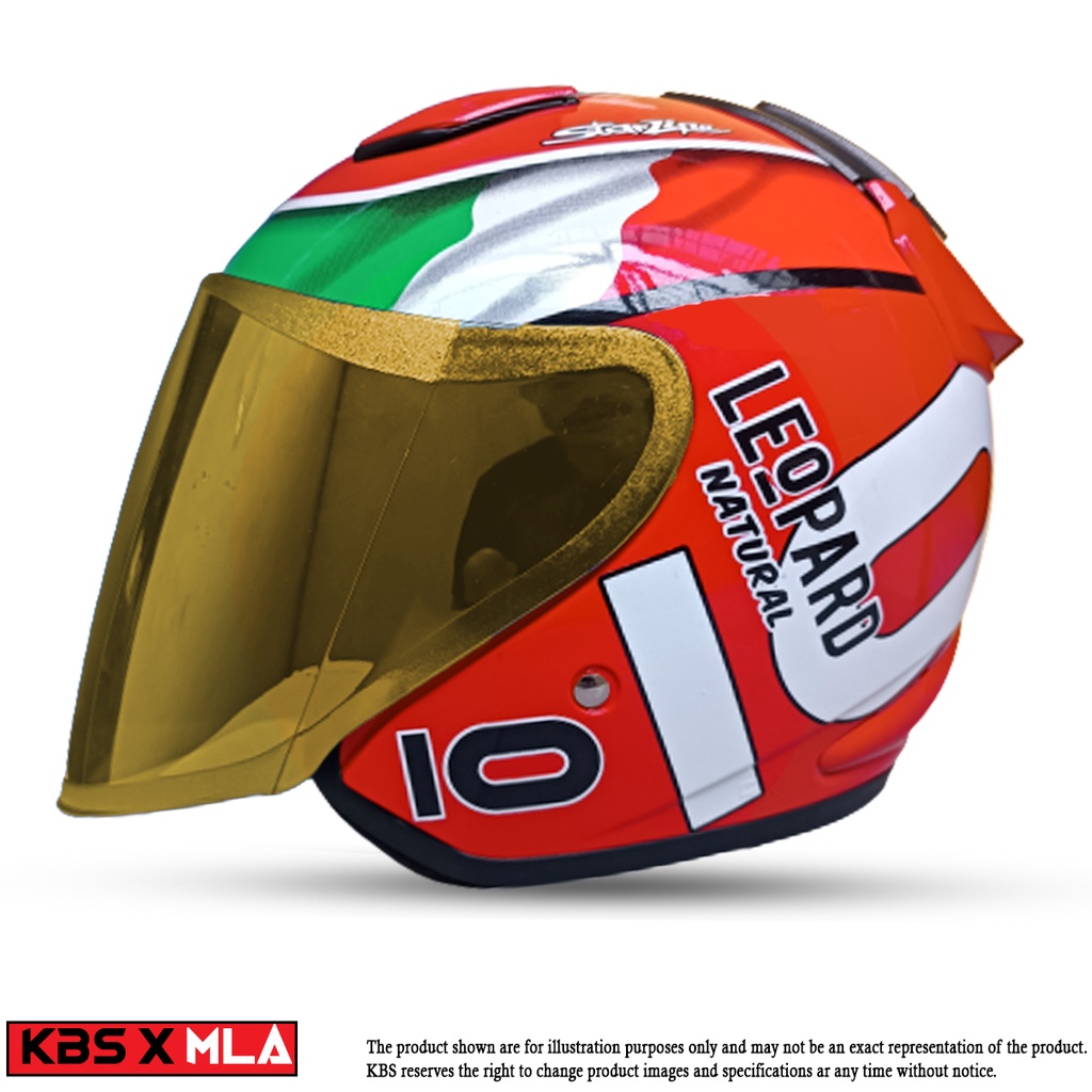 Helm Half Face MLA DJ MARU Motif Solid Kaca GOLD Untuk Pria Dan Wanita Dewasa COD
