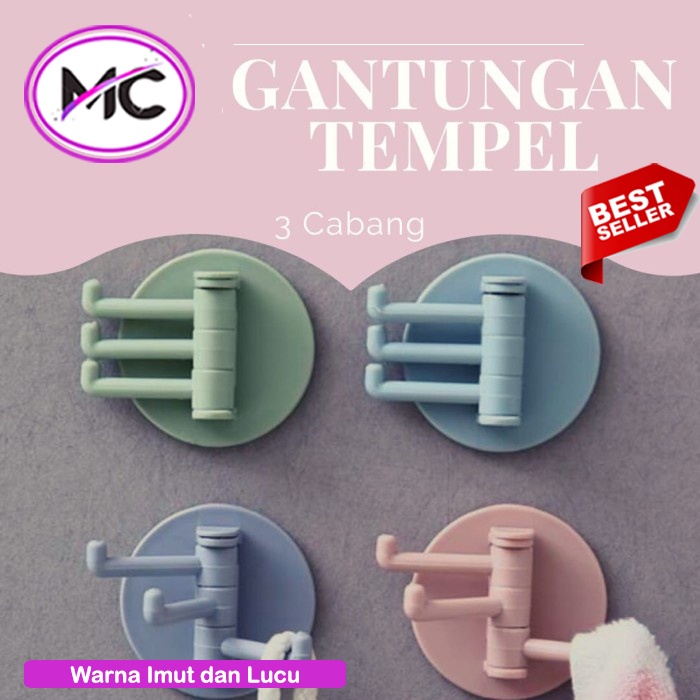 Gantungan Tempel Dinding 4 Kait Hook Lipat Gantungan Baju Tas Kunci Peralatan Dapur  Ruang Tamu Gantungan Serbaguna Cantelan Hook Dinding Kamar Mandi